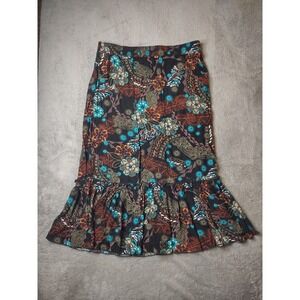Sag Harbor Floral Maxi Skirt Size Small Elastic Waist Ruffle Boho Indie Hippie